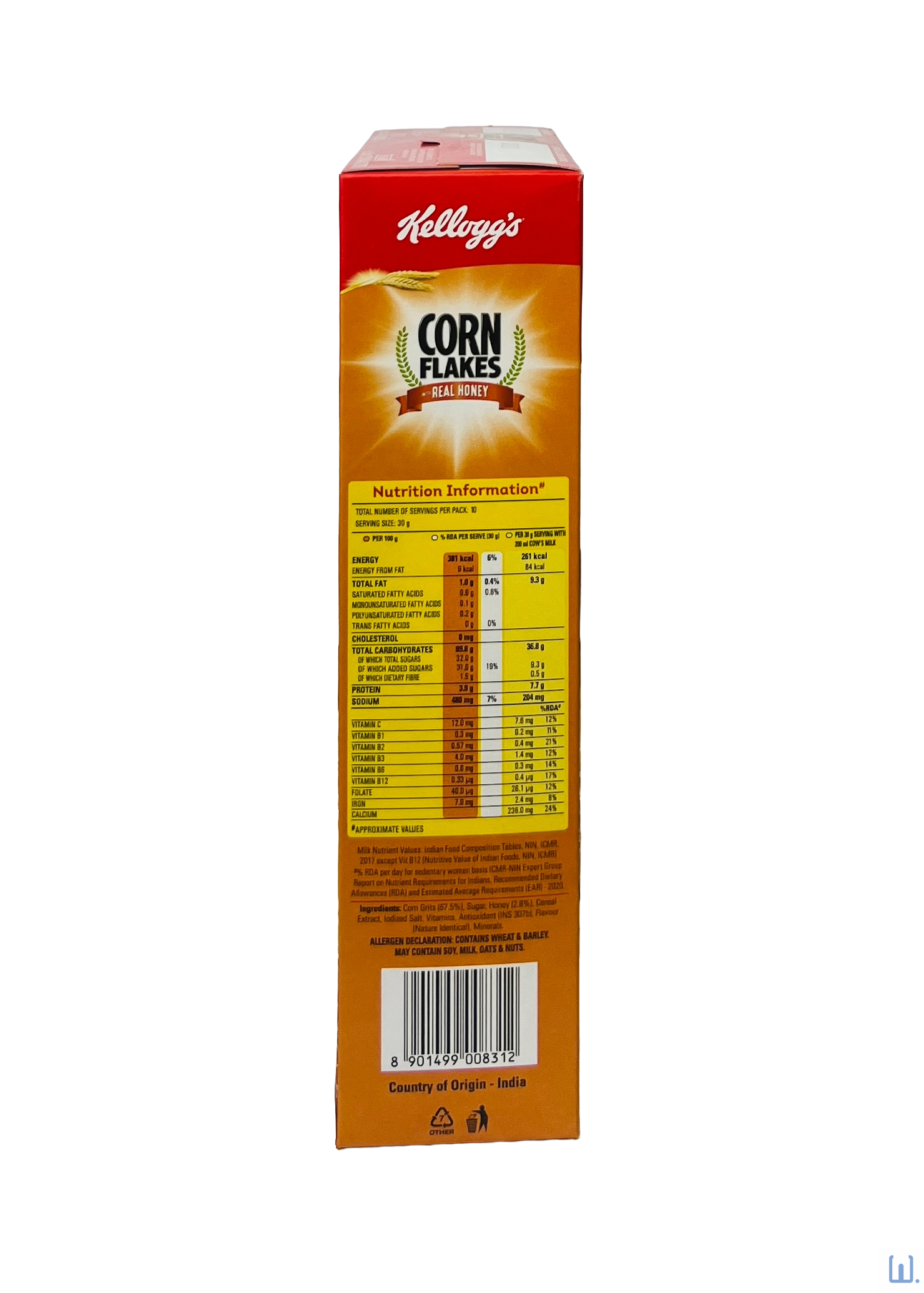 Kellogg’s Corn Flakes Real Honey 300g Side 1